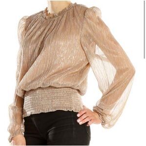✨$5/$25 Joie Metallic Lurex Gold Glitter Romantic Feminine Blouse Size Medium